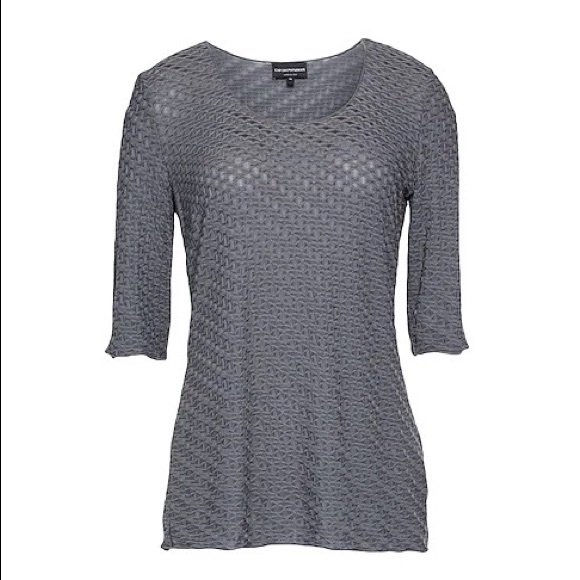 Emporio Armani Gray Jacquard Round Collar T-shirt Sz 36 (US 0), Made in Italy - Picture 4 of 11